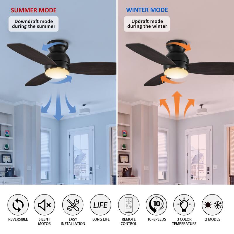 CARRO Reed 44" Indoor Ceiling Fan with Light and Remote - N/A