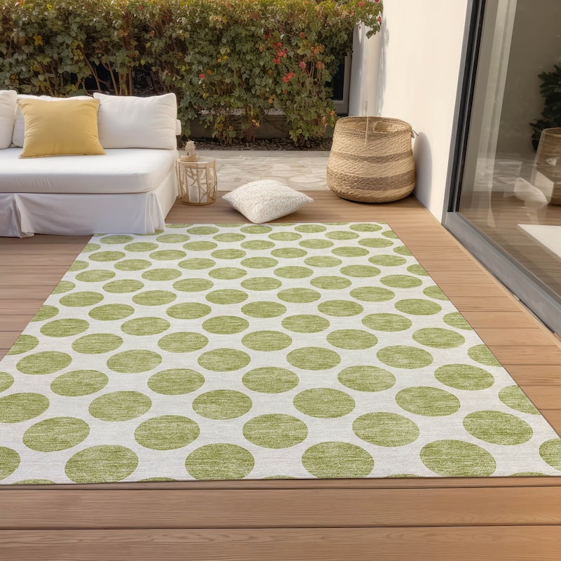 Machine Washable Indoor/ Outdoor Polka Dots Chantille Rug - Aloe - 2'6" x 3'10"