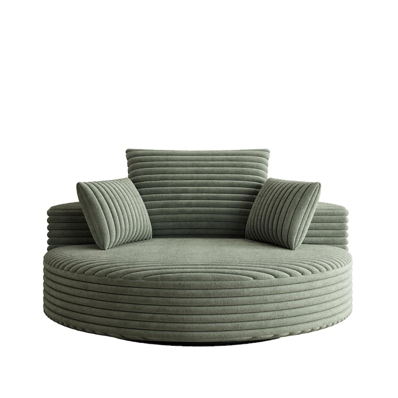 55''L Corduroy Chenille Foam Single Swivel Chair, Fluffy Modern Sleeper, 360 Degree Swivel Chair