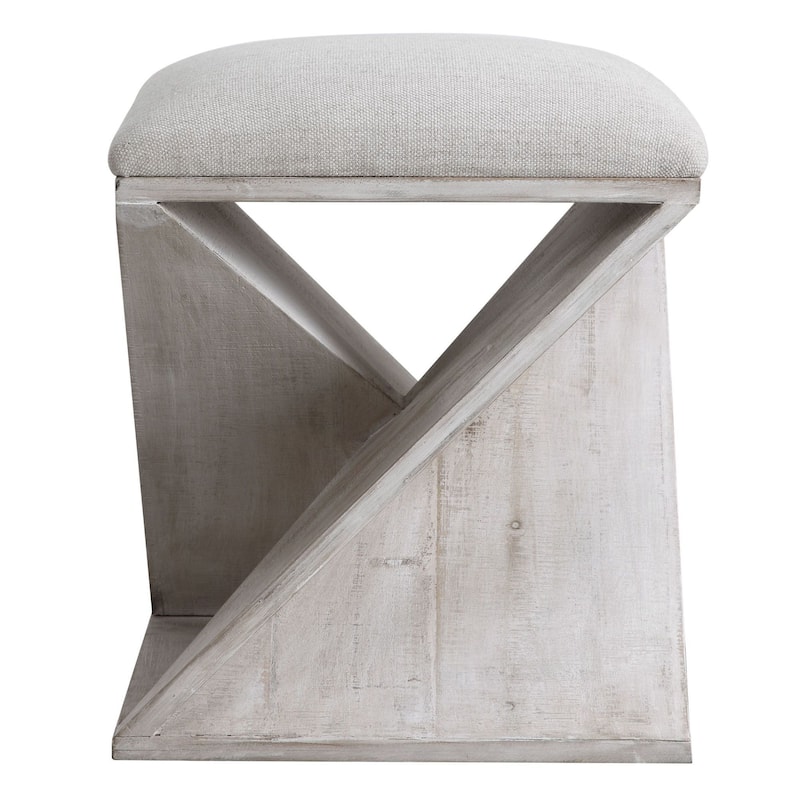 Uttermost Benue 17" Wide Coastal Ottoman with White Washed Fir Wood