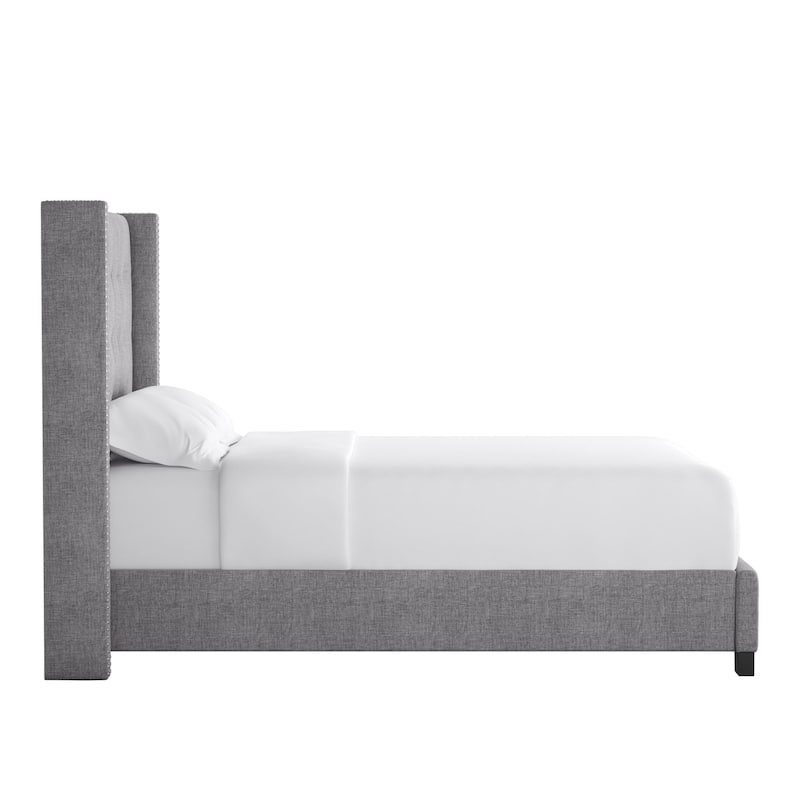 Melina Tufted Linen Wingback Platform Bed by iNSPIRE Q Bold