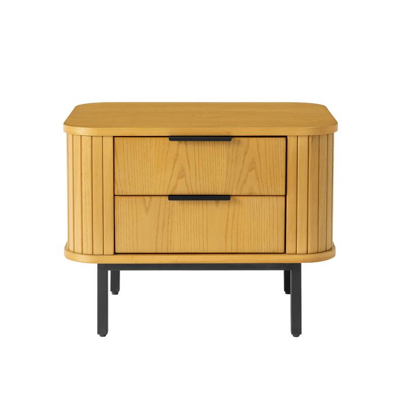 Wood Nightstand with 2 Drawers
