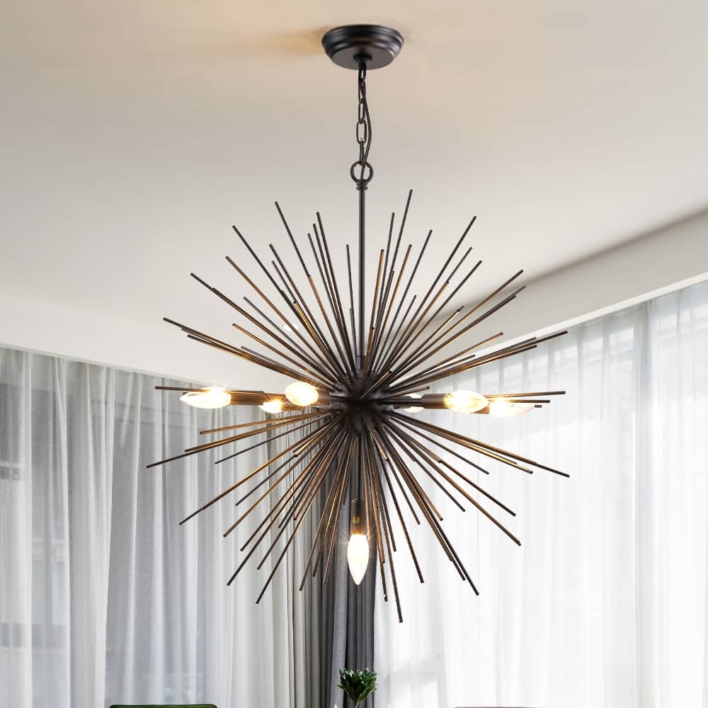 Maxax 7-Light Sputnik Sphere Chandelier with Wrought Iron Accents