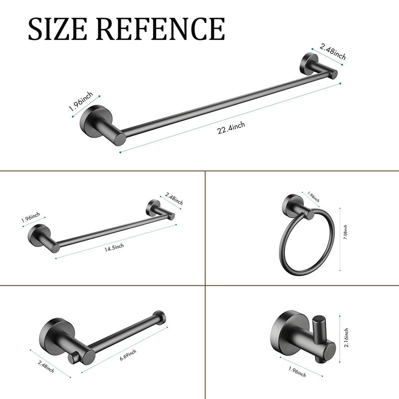 6 Piece Aluminum Bathroom Towel Rack Set Wall Mount