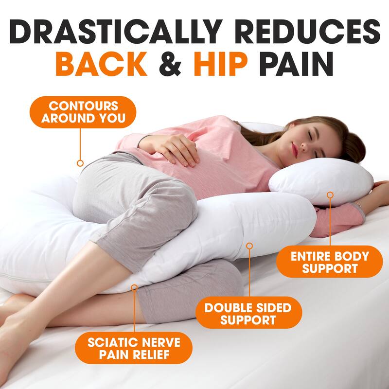 Cheer Collection Alternative Down Premium J Pillow with Zippered Cover - White