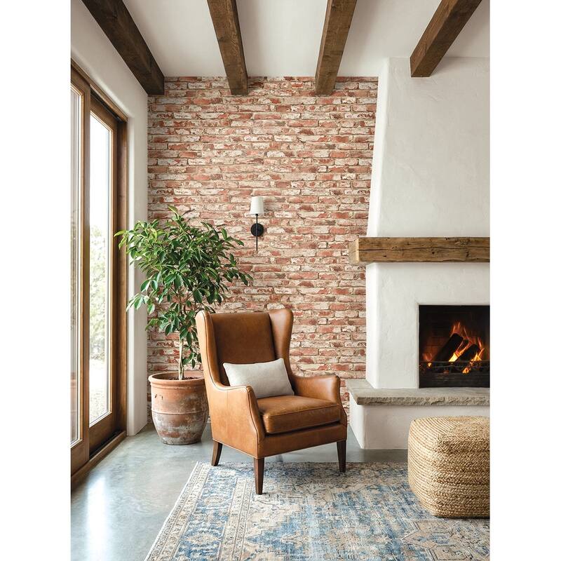 Harry & Grace Faux Rustic Brick Peel and Stick Natural Wall Backdrop Panel
