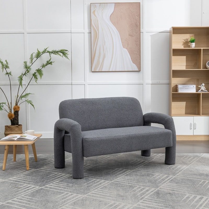SEYNAR Mid-Century Modern Boucle 51'' Solid Wood Curved Sofa