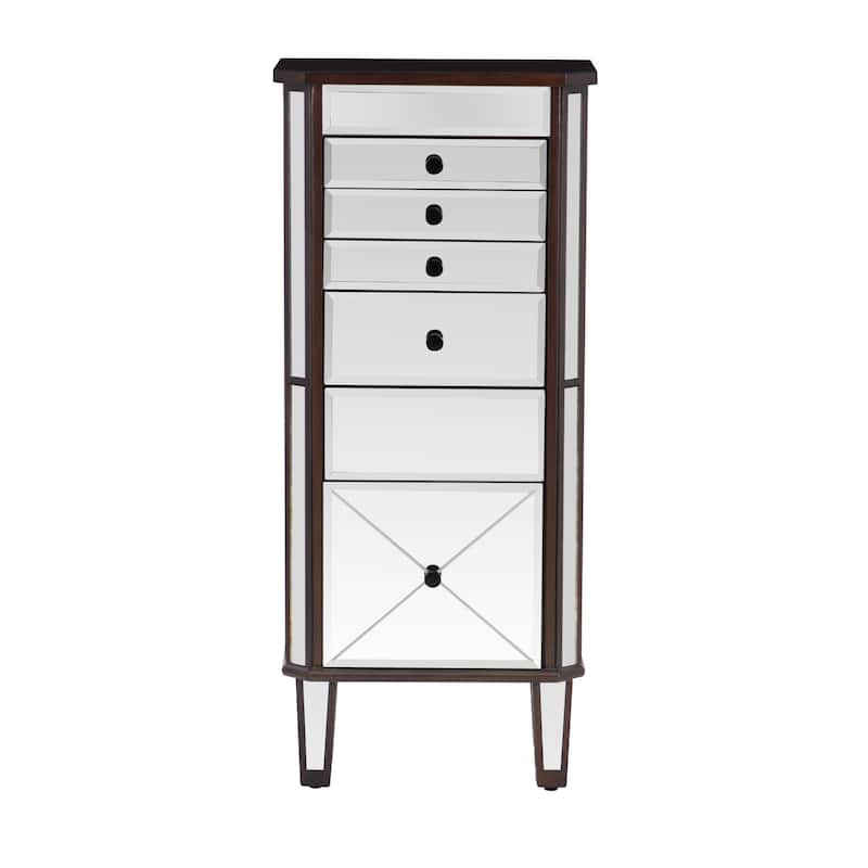 Mirrored Jewelry Armoire with Tapered Legs - 41" - Silver