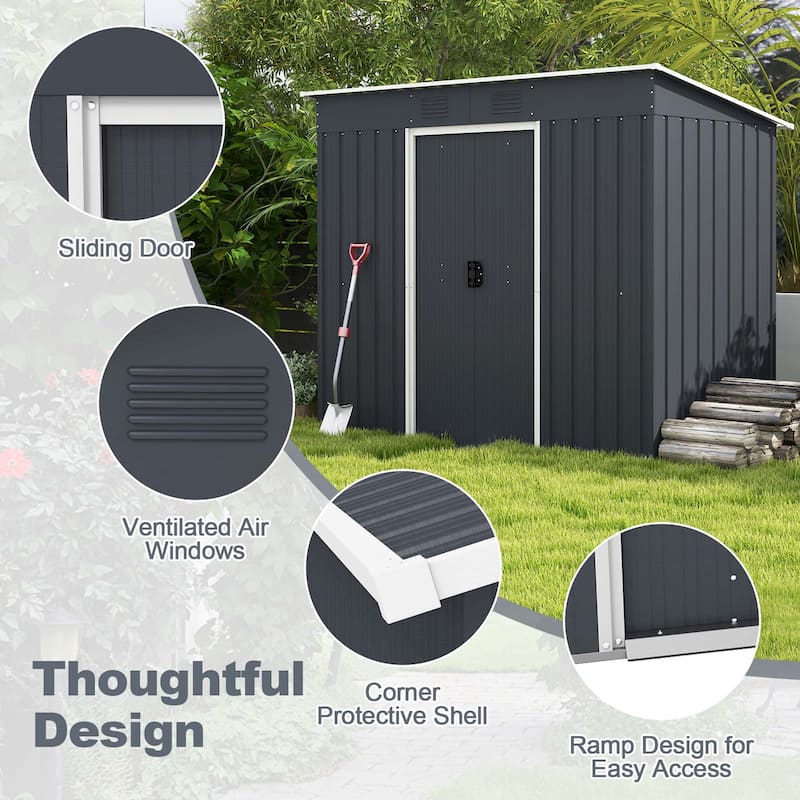 Costway 3.6' x 7.1' Outside Garden Storage Shed Tool House with Ground - See Details