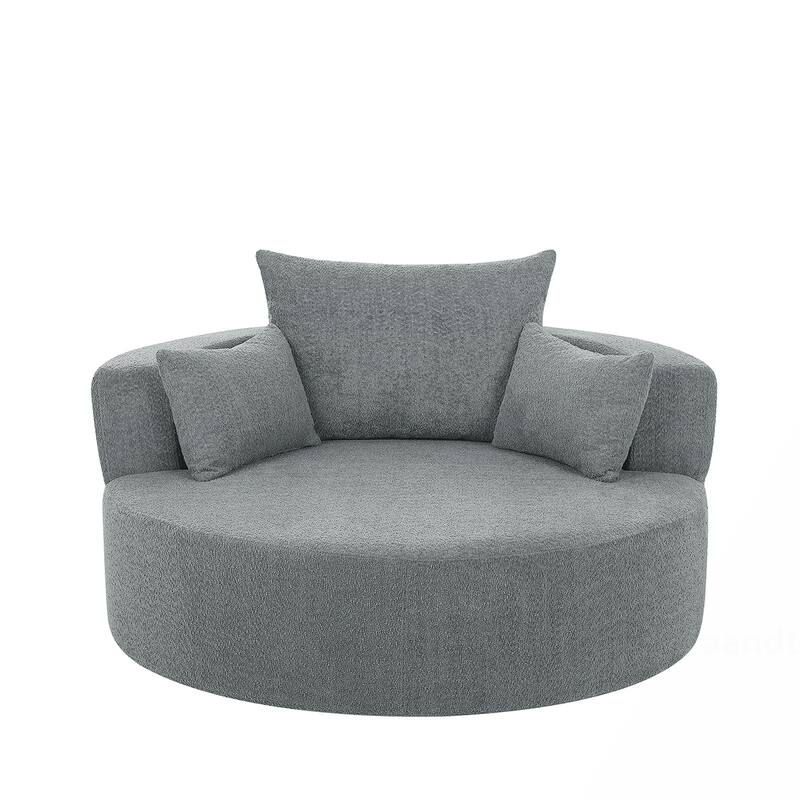 Swivel Barrel Chair with 3 Pillows