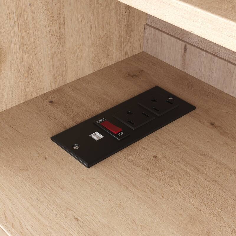 Freestanding 78" Tall Kitchen Pantry Storage Cabinet with Drop-Down Surface and Adjustable Shelves,Power Outlet for Organization