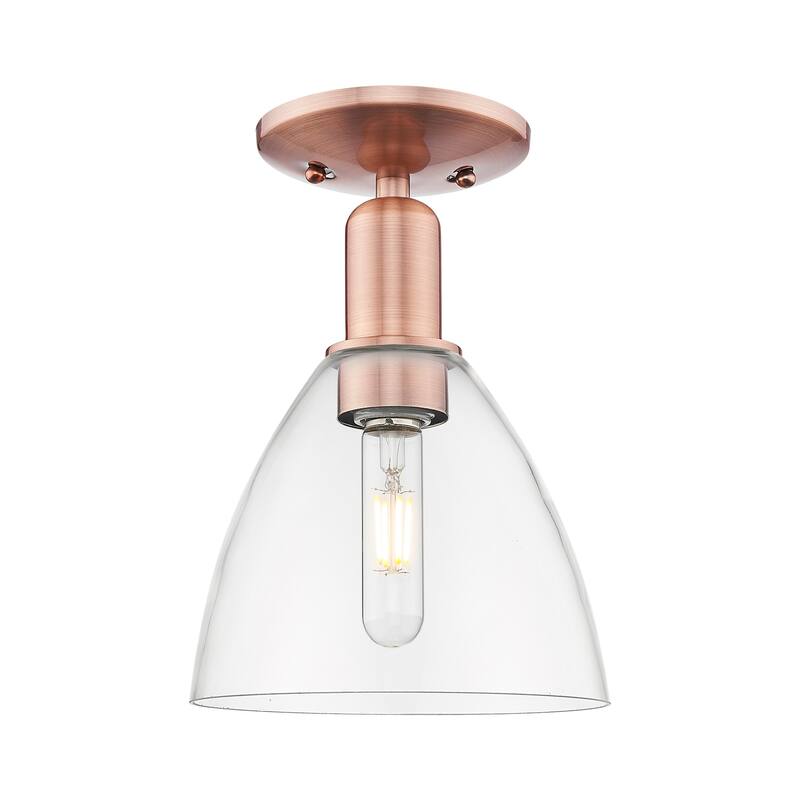 Innovations Lighting 716-1C-11-8 Bristol Semi-Flush Bristol 8" Wide - Antique Copper / Clear