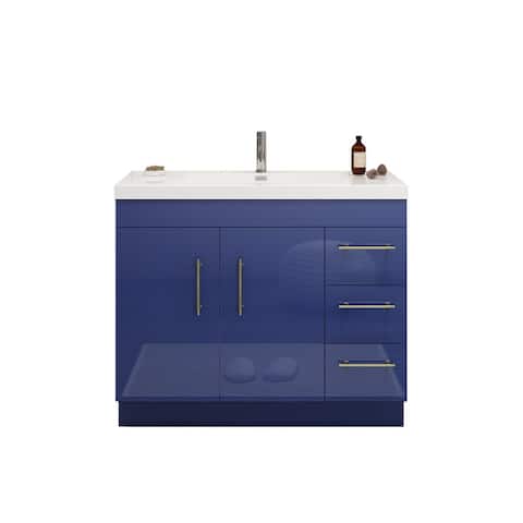 Elsa 42'' Free Standing Vanity with Reinforced Acrylic Sink With Right Drawers