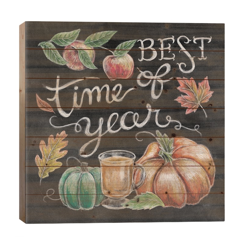 Harvest Chalk IV Print On Wood by Mary Urban - Multi-Color - 26x26x1.5