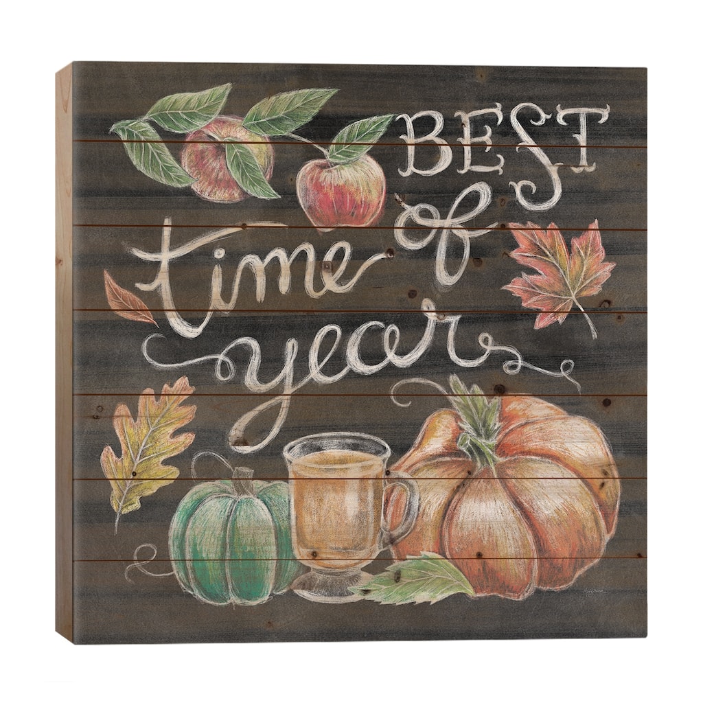 Harvest Chalk IV Print On Wood by Mary Urban - Multi-Color