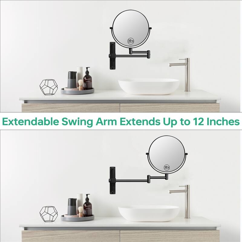 Height Adjustable 8 Inch 1x/10x Magnifying Double Sided Vanity Mirror