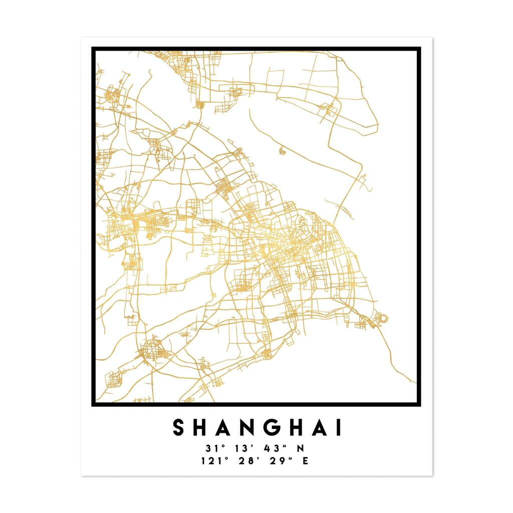 Shanghai China Shanghai Street Map Maps Minimal Art Print/Poster
