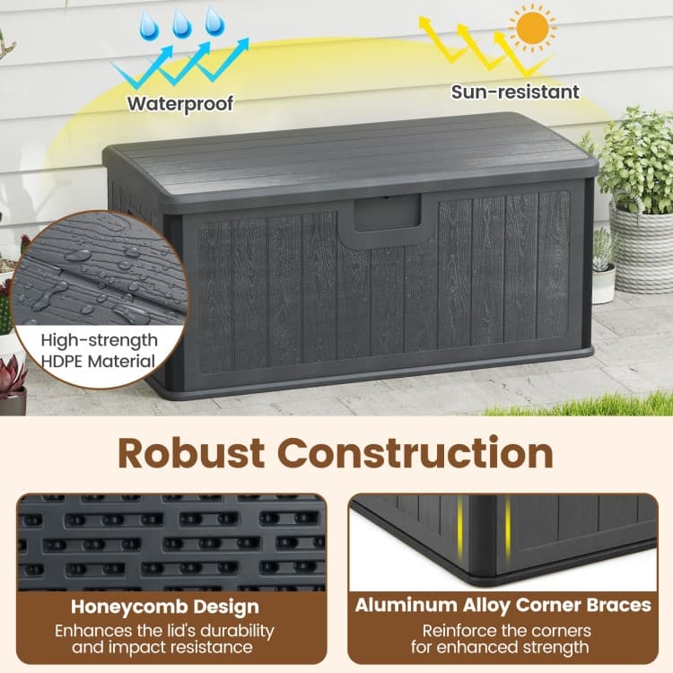 HDPE Outdoor Storage Deck Box with Aluminum Lid and Bench Top - 51" x 25" x 23"