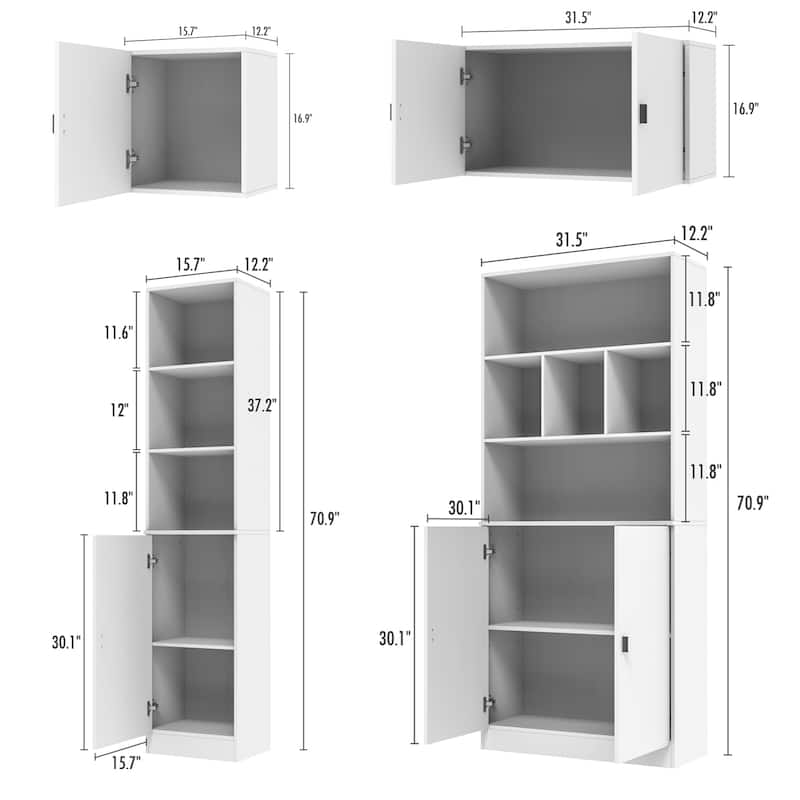 Timechee Combined Bookcase Kitchen Cabinet Display Cabinet Pantry