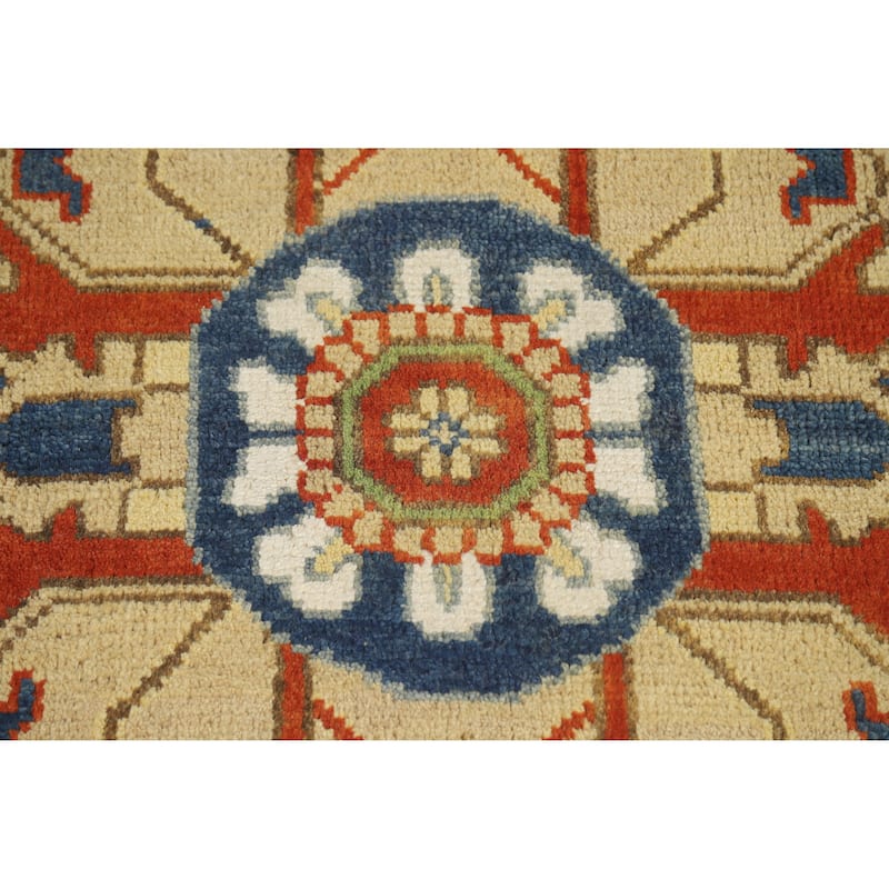 Geometric Medallion Heriz Serapi Indian Area Rug Handmade Wool Carpet - 8'11" x 11'7"