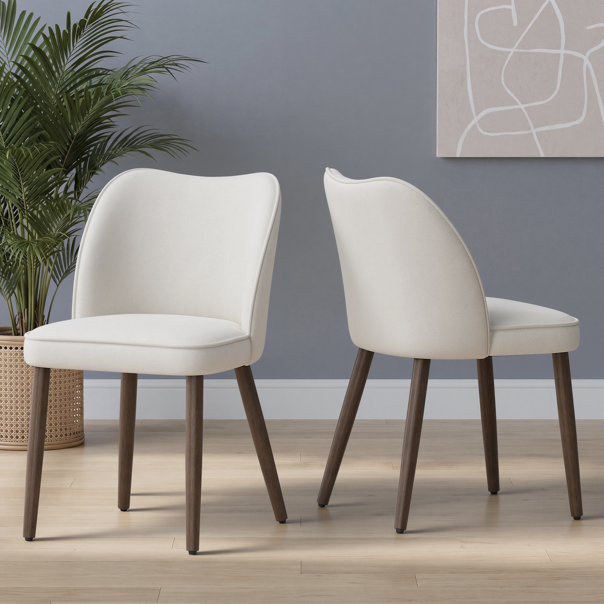 RENEWLINE Upholstered Dining Chairs With Wood Legs (Set of 2)