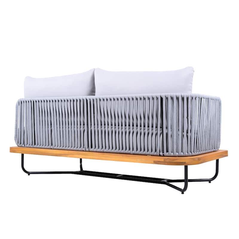 Christopher Knight Home - Evelyn Patio Outdoor Acacia Wood Rope Sofa Set