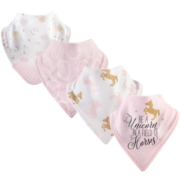 slide 1 of 1, Yoga Sprout Baby Girl Cotton Bandana Bibs 4pk, Unicorn, One Size - Unicorn - One Size One Size - Unicorn