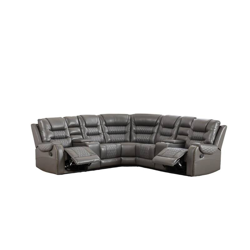 Kamiri 5 - Piece Faux Leather Reclining Two-Tone Sectional