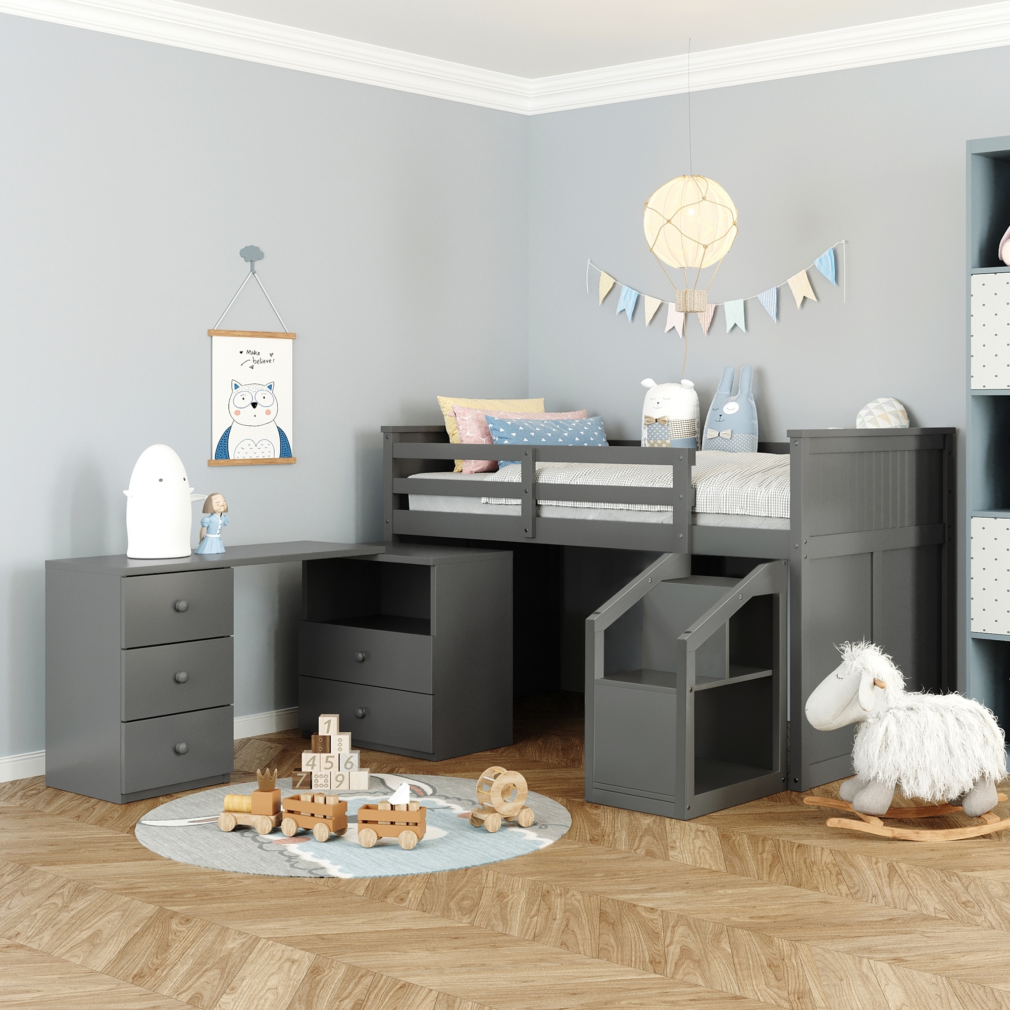 Twin low loft bed with storage sales