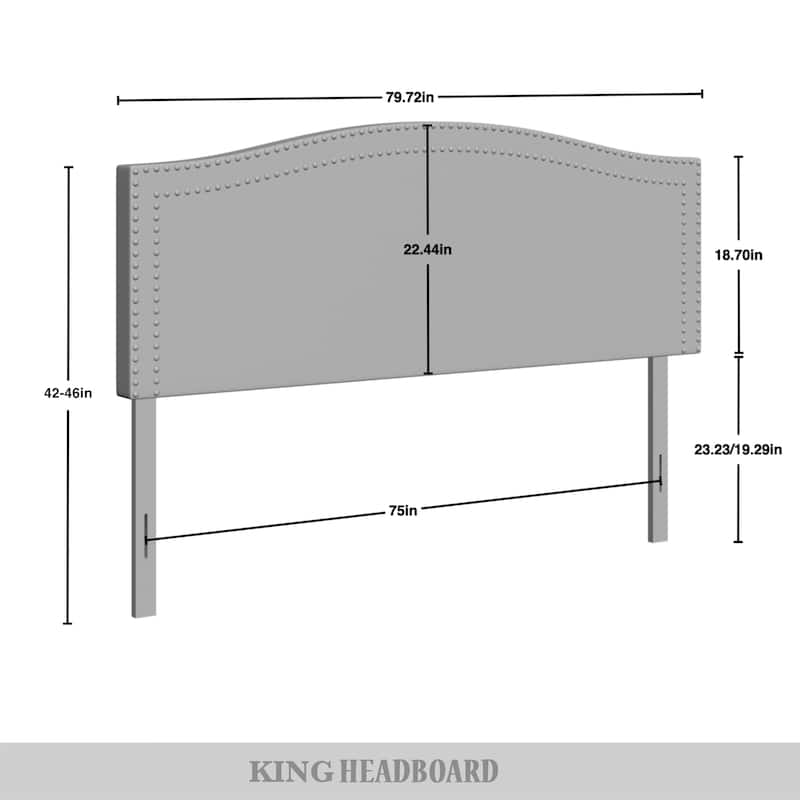 CraftPorch Velvet Nailhead Trim Upholstered Adjustable Headboard