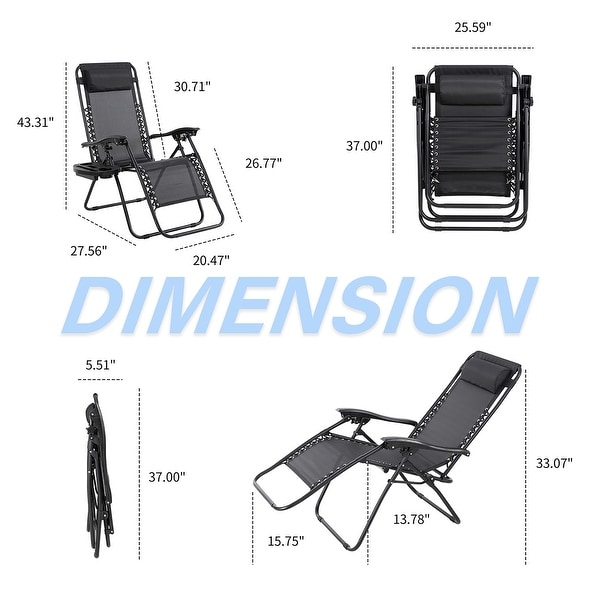 Futzca Outdoor Zero Gravity Patio Lounge Chairs Set of 2, Folding Reclining Lawn Lounge Chair Recliner - N/A