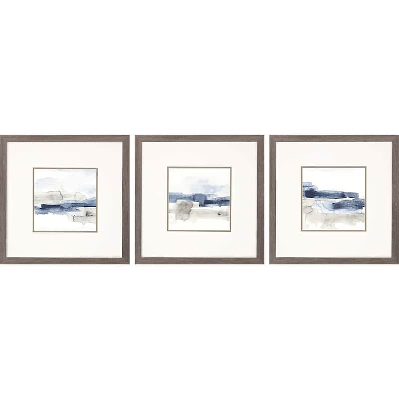 Shoreline Blues I S/3 Framed Art Giclee Under Glass - Blue
