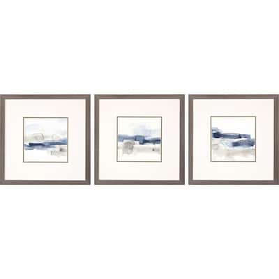 Shoreline Blues I S/3 Framed Art Giclee Under Glass - Blue