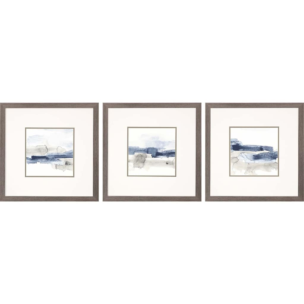 Shoreline Blues I S/3 Framed Art Giclee Under Glass - Blue