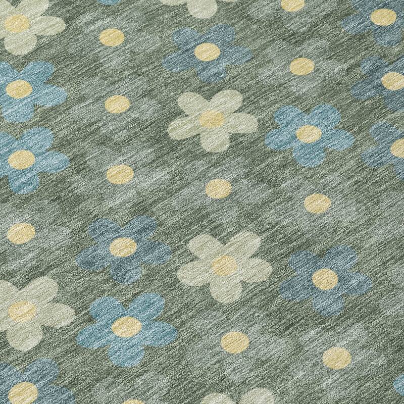 Machine Washable Indoor/ Outdoor Floral Kechi Chantille Rug