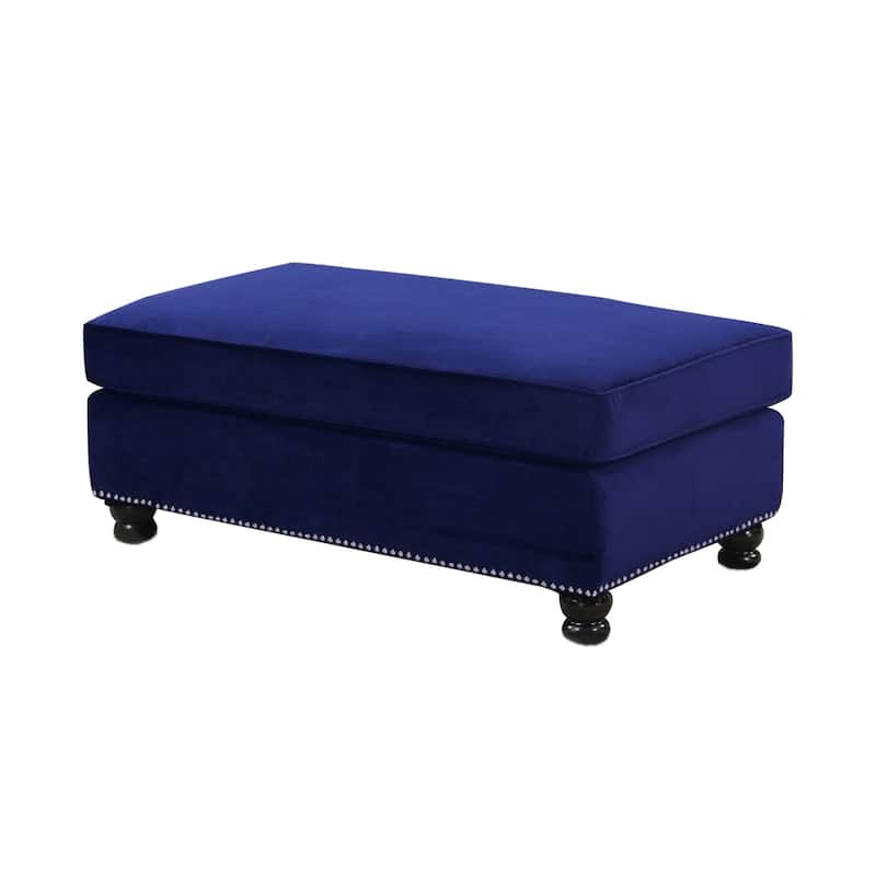 Cocktail Ottoman With Nailhead Accents - Indigo