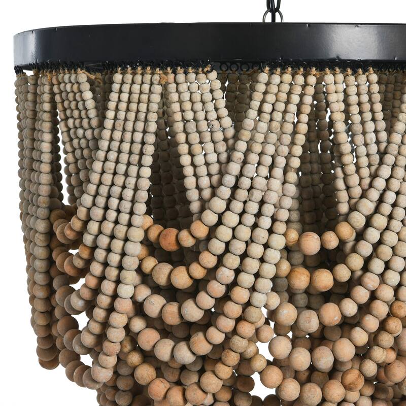 2-Tier Draped Wood Bead Chandelier