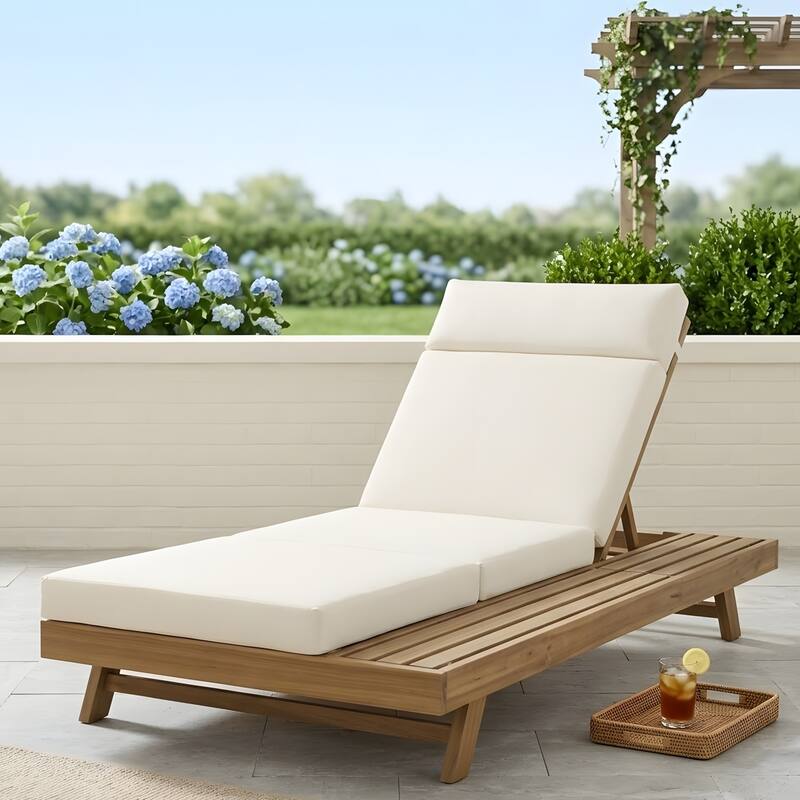 Outdoor Patio Lounge Chair, Adjustable Recliner with Headrest and Retractable Side Tray