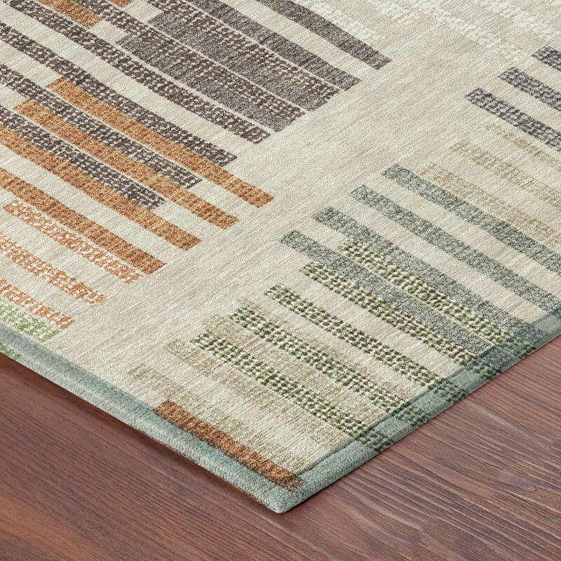 Machine Washable Indoor/ Outdoor Modern Pines Chantille Rug