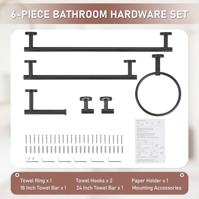 WOWOW 6-Piece Bath Hardware Set with Mounting Hardware