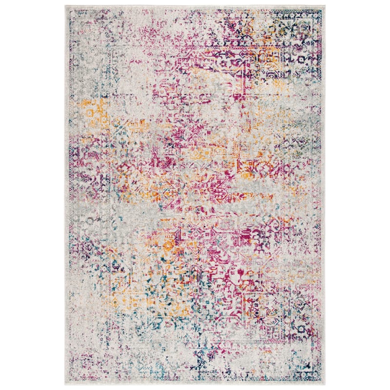 SAFAVIEH Evoke Quinn Vintage Distressed Rug - 5'3" x 7'6" - Ivory/Fuchsia