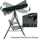 preview thumbnail 1 of 11, MCombo 3-Person Outdoor Porch Canopy Swing Patio Hanging Swing with Steel Stand, UV Protection Convertible Canopy, 4008 Green with Beige Plaid