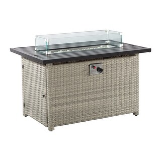 Propane Fire Table, 42" Outdoor Gas Fire Pit, 50,000 Btu Steel Fire Table With Glass Wind Guard - N/A