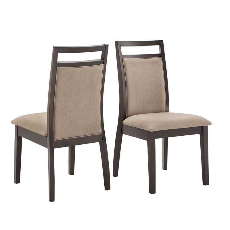 Priya Espresso and Grey Linen Dining Chair (Set of 2) by iNSPIRE Q Modern - Grey Linen Dining Chairs