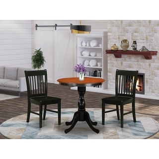 East West Furniture 3 Piece Dining Room Table Set-a Round Dining Table ...