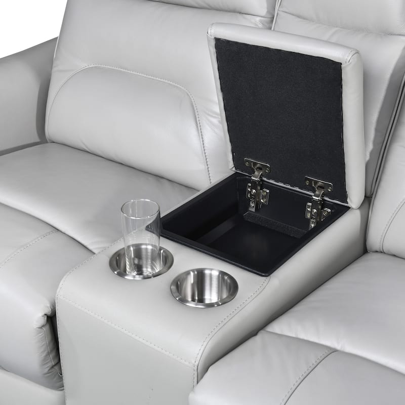 Furniture of America Gemono Modern 2-Piece Power Recline Leather Match Sofa and Loveseat Set