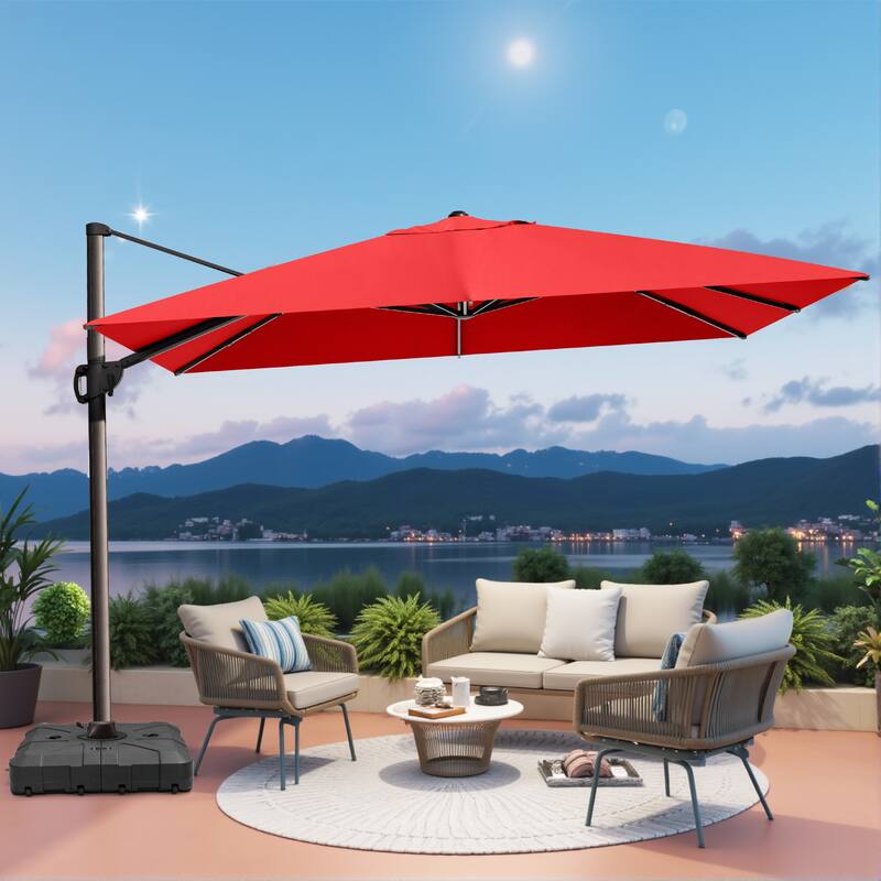 VredHom 9 x 12 FT Outdoor Patio Cantilever-Offset Umbrella with Wheel Base