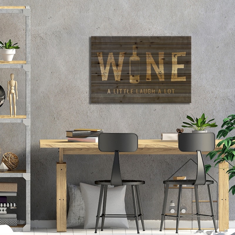 Golden Wine Print On Wood by Natalie Carpentieri - Multi-Color