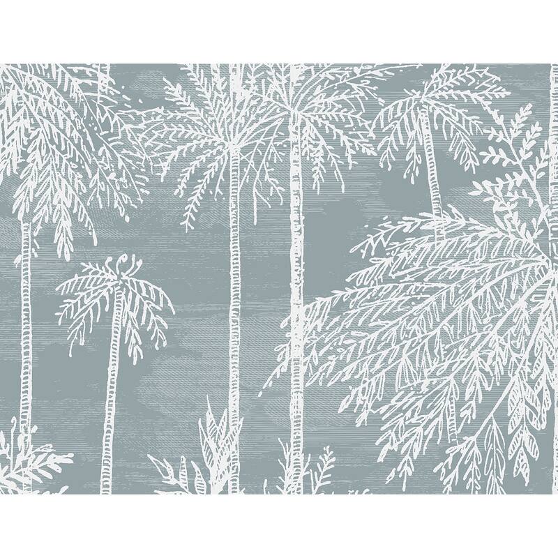 Lillian August Palm Grove Embossed Vinyl Unpasted Wallpaper - 27 in. W x 27 ft. L - Seafoam