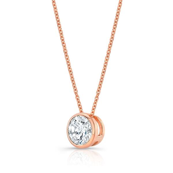 New .30ct Diamond Solitaire 9ct Rose Gold Pendant Necklace & Gold Chain £220